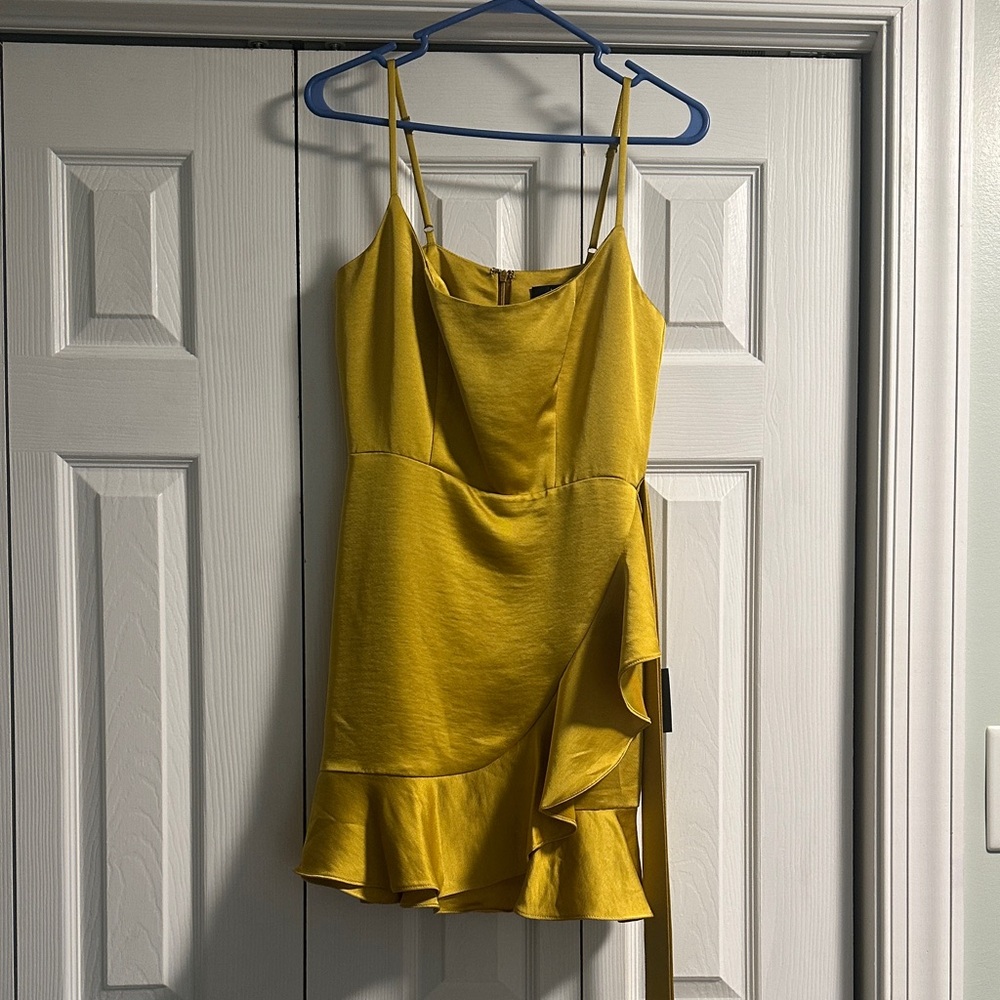 Lulu's Yellow Ruffle Hem Mini Dress